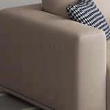 Beige Modern Faux Leather Square Arm Sofa/Sectional with Pillowed Back Cushions Clearhalo 'furn' 'furn_sectionals' 'Furniture' 'furniture_sectionals' 'kitchen' 'kitchen_sectionals' 'Living Room Furniture' 'Sectionals' 1200x1200_094cda49-cc3f-4744-be38-75093f633394
