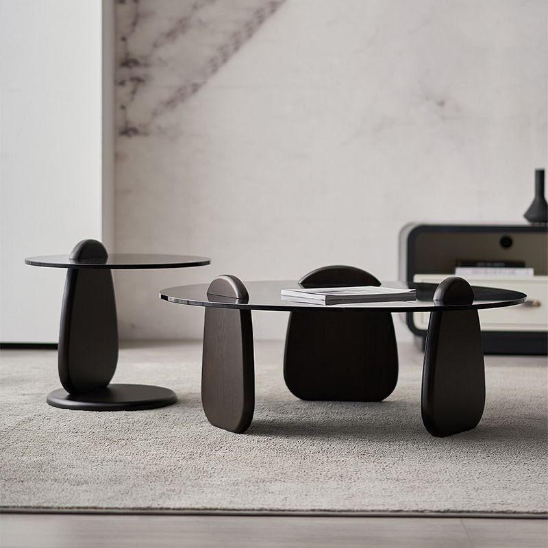 Glass Top Coffee Cocktail Table Black Coffee or End Table with 3 Legs