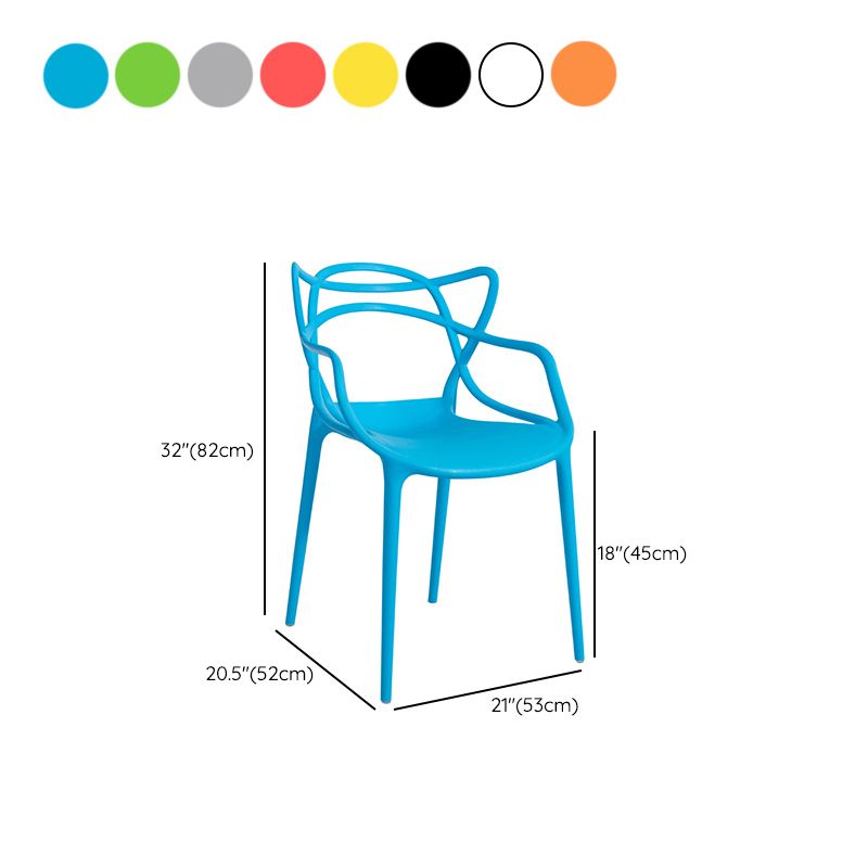 Nordic Style Arm Side Chairs Open Back Chairs with Plastic Legs for Kitchen