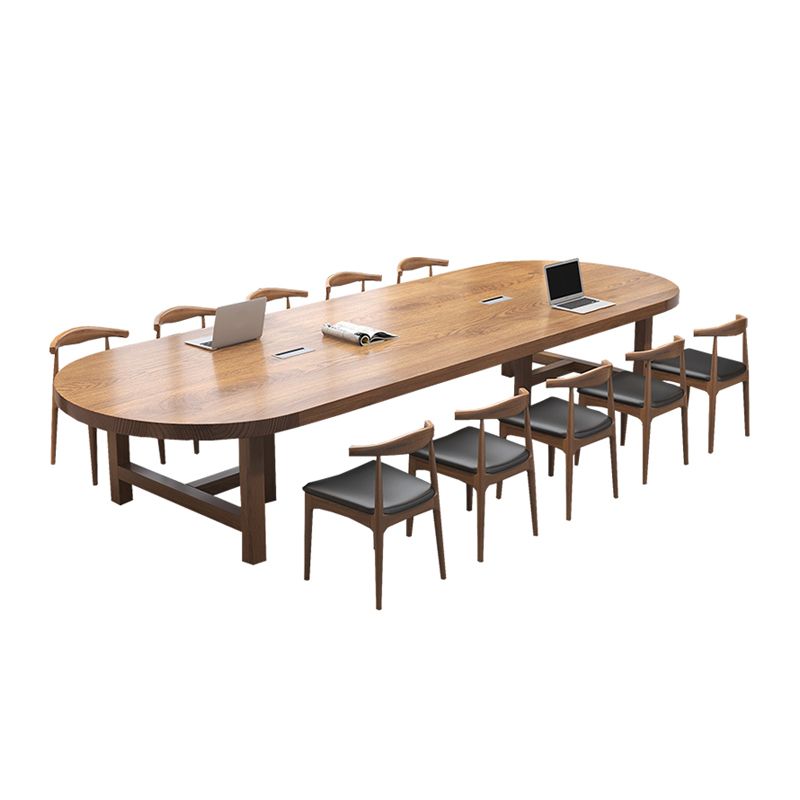 Moderne stijl ovaal dennen kantoor bureau houten benen schrijven bureau voor kantoor