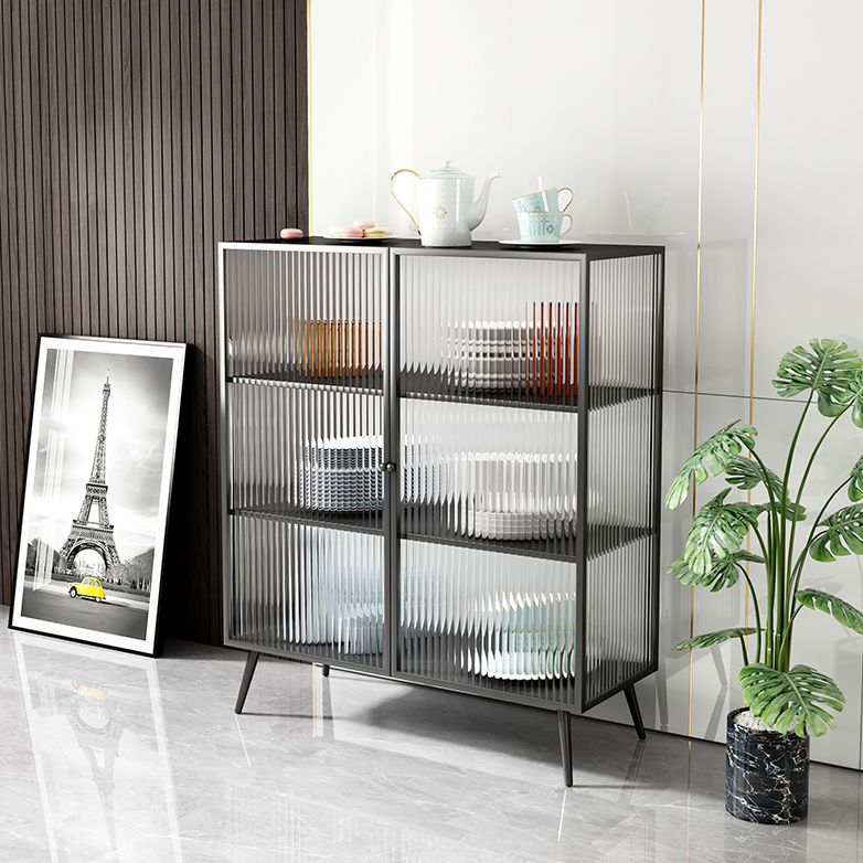 Glass Door Iron Sideboard Modern Server Cabinet with Storage for Dining Room Clearhalo 'buffet_sideboard' 'Buffets & Sideboards' 'furn' 'furn_buffet_sideboard' 'Furniture' 'furniture_buffet_sideboard' 'Kitchen & Dining Furniture' 1200x1200_09558ec1-24c4-4d14-98a7-ab3bcec9bb10