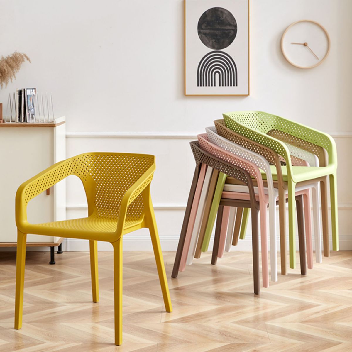 Modern Coffee Shop Plastic Arm Chair Matte Finish Solid Back Dining Chair Clearhalo ' kitchen&dining_furn' 'Dining Chairs' 'Dining Tables & Seating' 'dining_chair' 'furn' 'furn_dining_chair' 'Furniture' 'furniture_dining_chair' 'Kitchen & Dining Furniture' 'kitchen' 1200x1200_09559fea-acff-4af6-9ca9-779c09a2a5ac