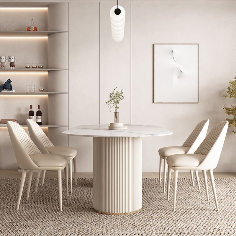 Modern Leatherwear Dining Table Set 1/4/5/7 Pieces White Sintered Stone Top Dinette Set Clearhalo 'Dining Room Sets' 'Dining Tables & Seating' 'dining_room_set' 'furn' 'furn_dining_room_set' 'Furniture' 'furniture_dining_room_set' 'Kitchen & Dining Furniture' 1200x1200_09562c29-a51e-4d67-a8f1-7c7baae2f89c