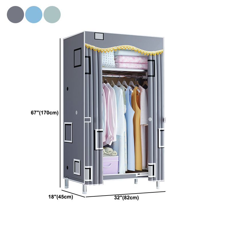 Modern Style Wardrobe Metal Bedroom Wardrobe Closet with Cloth Rod Clearhalo 'Armoires & Wardrobes' 'armoires_wardrobes' 'Bedroom Furniture' 'furn' 'furn_armoires_wardrobes' 'Furniture' 1200x1200_09567159-3199-43de-b49e-00e1cadefddd