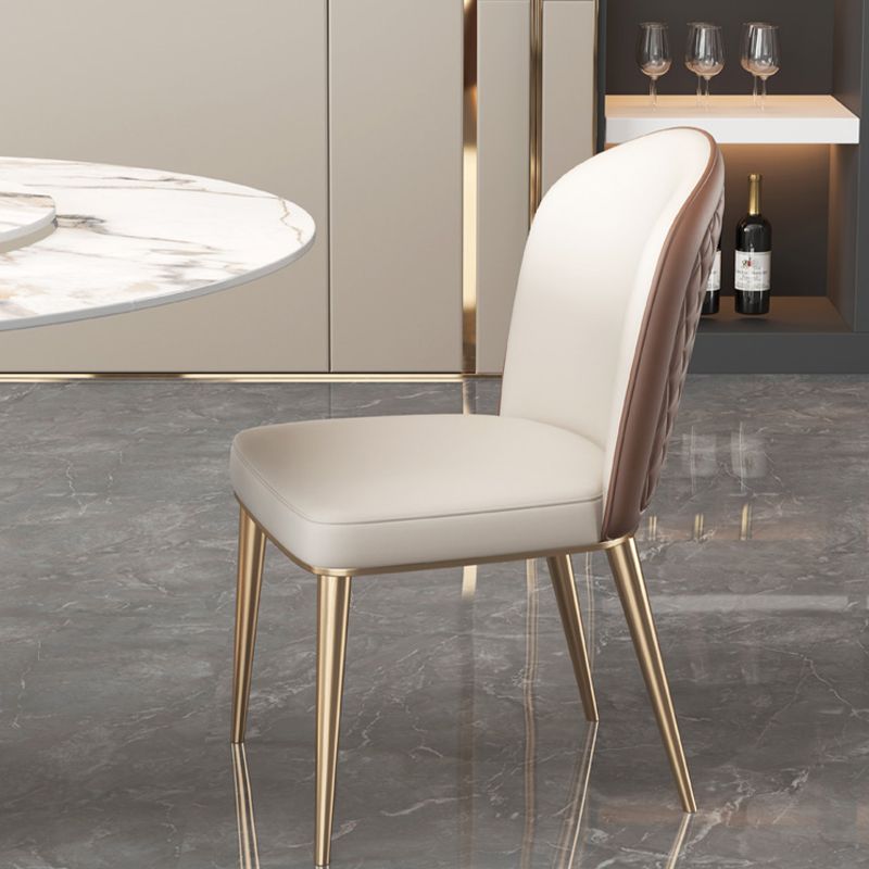Kitchen Upholstered Armless Dining Chairs Parsons Chair in Gold Legs