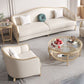 Contemporary Genuine Leather White Cushions Living Room Settee