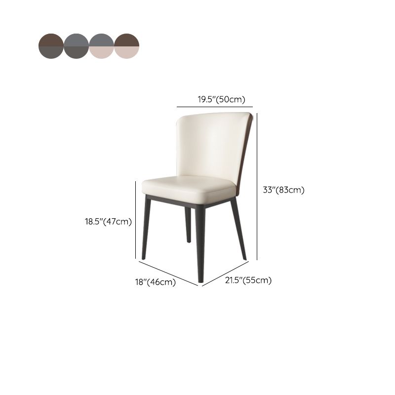 Faux Leather Side Chairs Modern Parsons Armless Chair for Dining Room