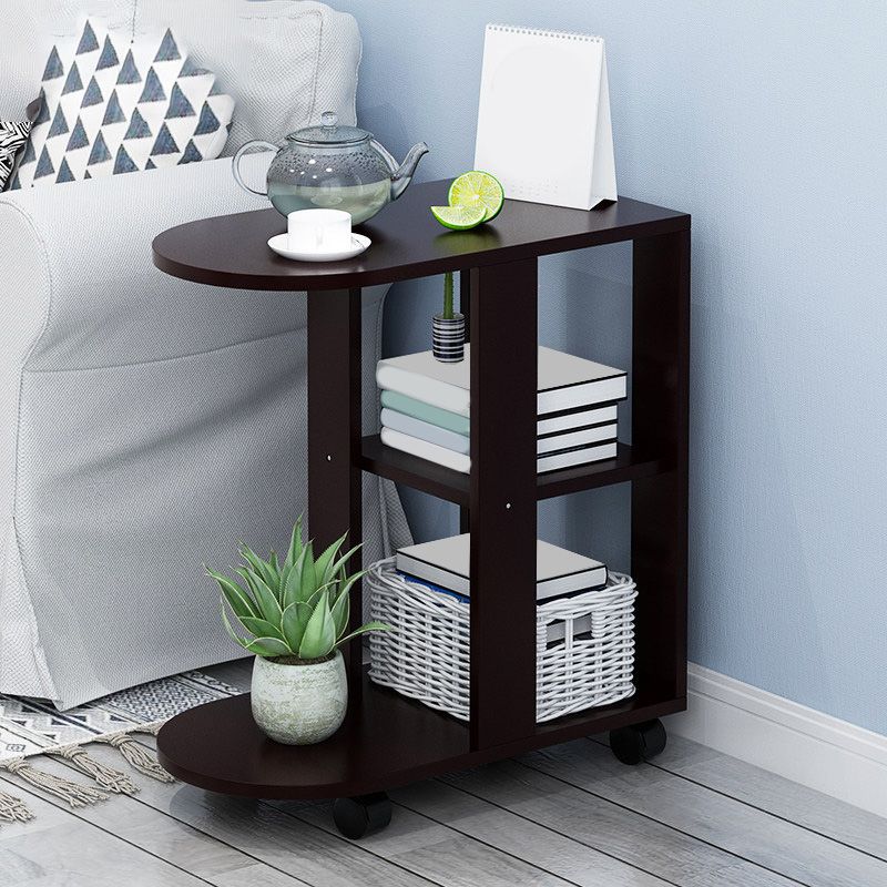 Wooden Craft Wood-based Panel with Wheel Base in Black/wood Color Side Table Clearhalo 'Coffee & Accent Tables' 'End & Side Tables' 'end_side_table' 'end_side_tables' 'furn' 'furn_end_side_tables' 'Furniture' 'furniture_end_side_table' 'Living Room Furniture' 1200x1200_095733d7-ad07-42c9-83bf-2957d7f69b3f