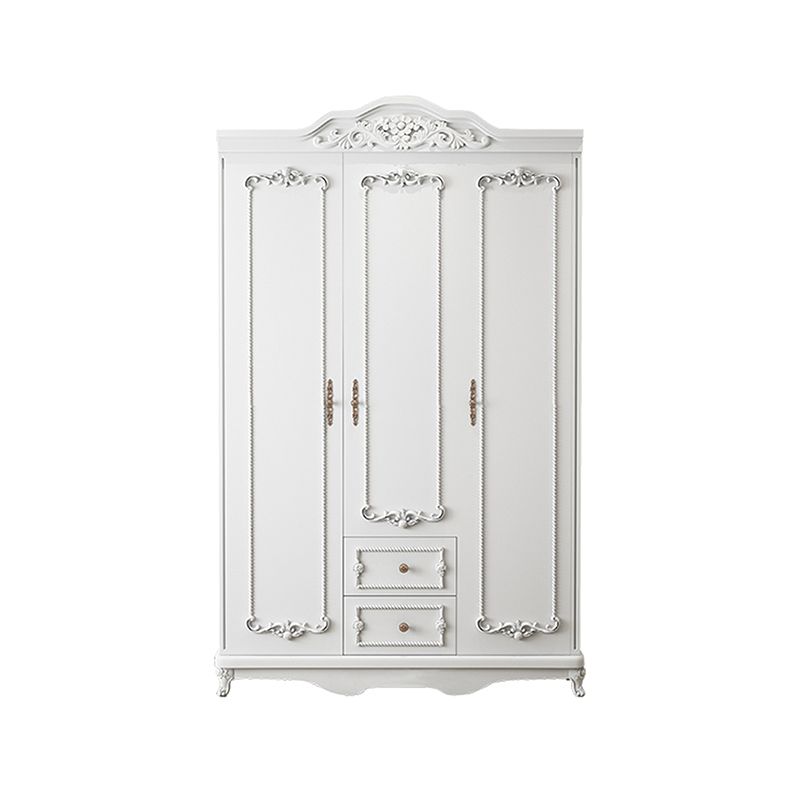 French Country White Wardrobe for Bedroom Manufactured Wood Cabinet with Drawers Clearhalo 'Armoires & Wardrobes' 'armoires_wardrobes' 'Bedroom Furniture' 'furn' 'furn_armoires_wardrobes' 'Furniture' 1200x1200_09577d8a-3327-4e2f-a6c2-3fd8aa05af44