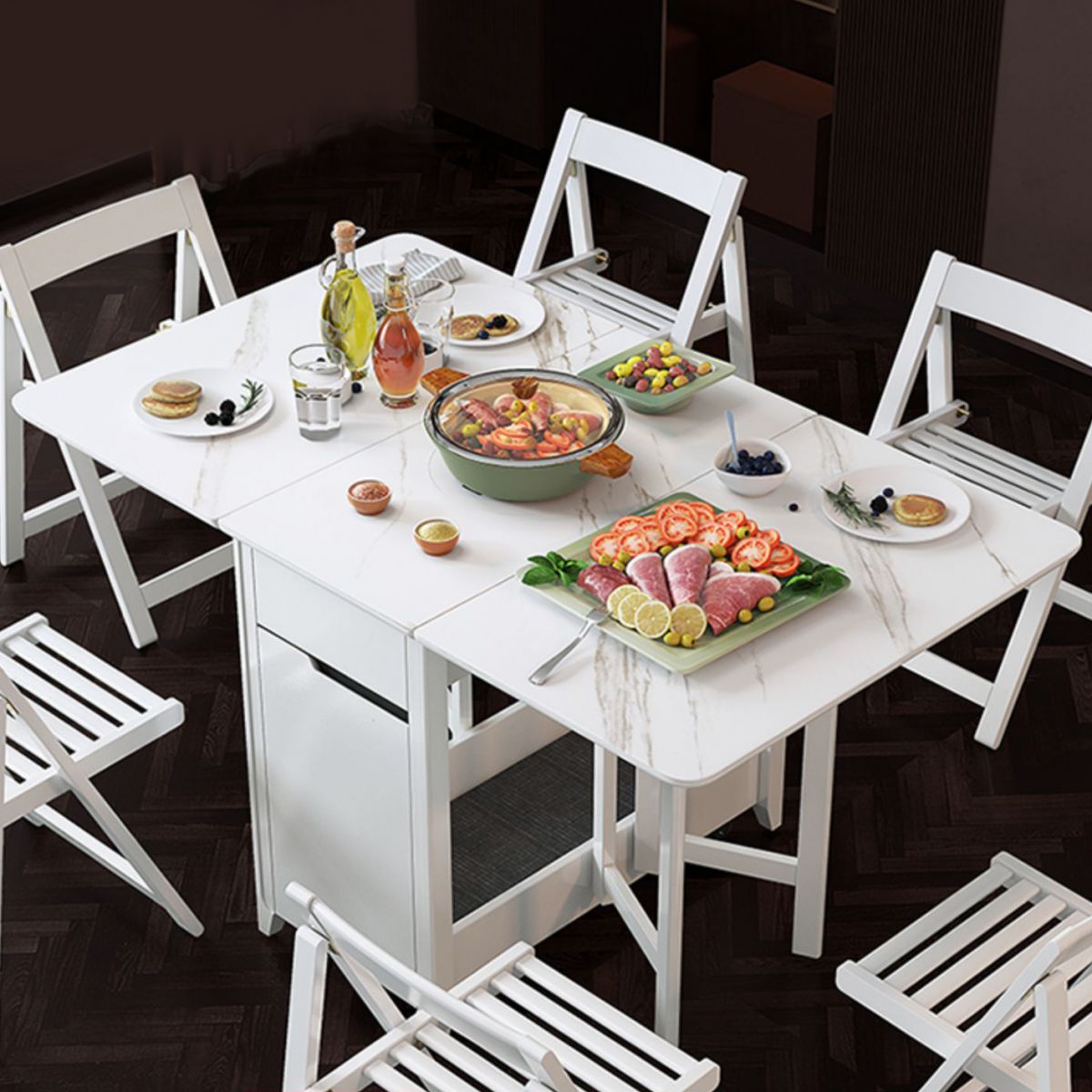 Rectangle Stone Dining Site Table Simplicity Style Drop Leaf Table for Home Clearhalo ' dining_table' 'Dining Tables & Seating' 'Dining Tables' 'furn' 'furn_dining_table' 'Furniture' 'furniture_dining_table' 'Kitchen & Dining Furniture' 'kitchen&dining_furn' 'kitchen' 'kitchen_dining_table' 1200x1200_095790b5-7b26-4266-a90c-35590d224960