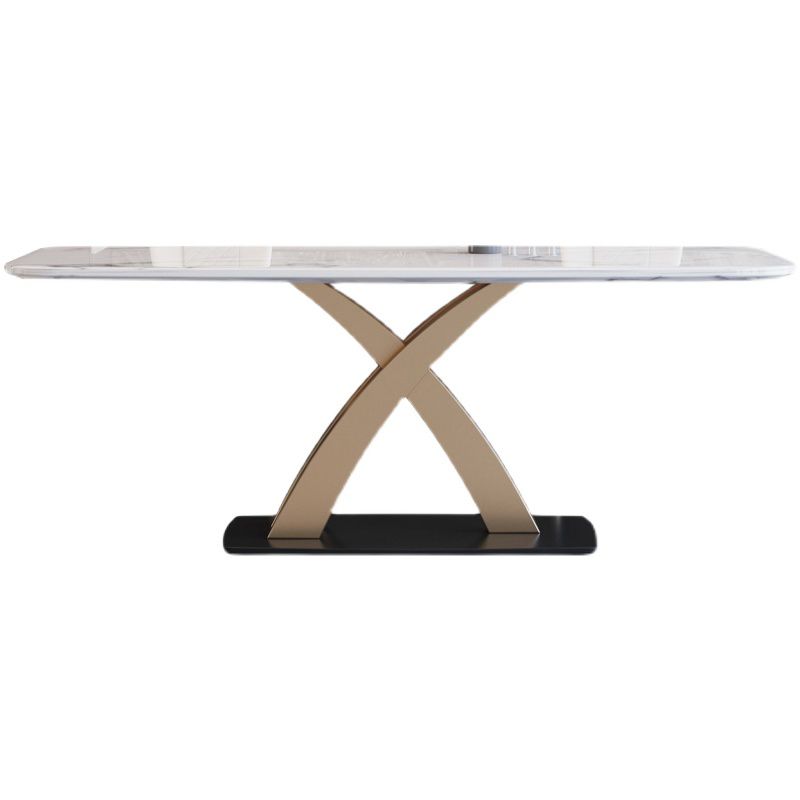 Contemporary Dining Room Set Metal Frame White Slate Rectangular Dining Table Set for Home Clearhalo 'Dining Room Sets' 'Dining Tables & Seating' 'dining_room_set' 'furn' 'furn_dining_room_set' 'Furniture' 'furniture_dining_room_set' 'Kitchen & Dining Furniture' 'kitchen&dining_furn' 'kitchen' 1200x1200_0957bc9b-4766-488e-b1a3-0641d1339d1b