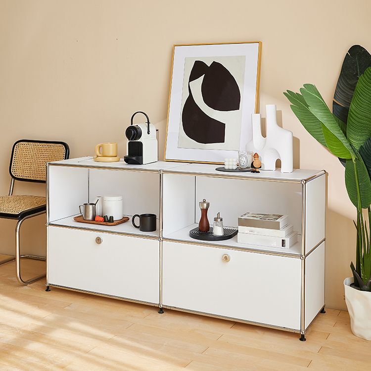 White Colour Metal Sideboard Contemporary Style Storage Dining Sideboard Clearhalo 'buffet_sideboard' 'Buffets & Sideboards' 'furn' 'furn_buffet_sideboard' 'Furniture' 'Kitchen & Dining Furniture' 1200x1200_09593e17-67b3-4ecb-80a1-991a7899919a
