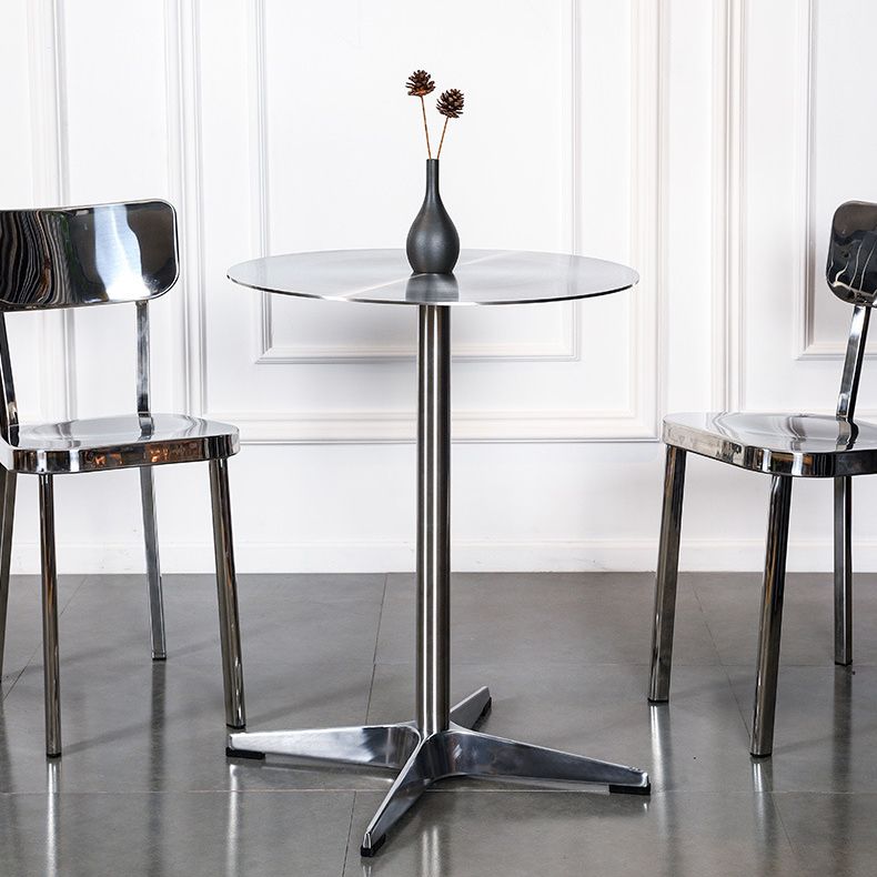 Stainless Steel Industrial Dining Table Pedestal Table for Dinning Room Clearhalo ' dining_table' 'Dining Tables & Seating' 'Dining Tables' 'Furniture' 'furniture_dining_table' 'Kitchen & Dining Furniture' 'kitchen&dining_furn' 'kitchen' 'kitchen_dining_table' 1200x1200_095a3227-2559-4eef-b087-020624cb1bb0