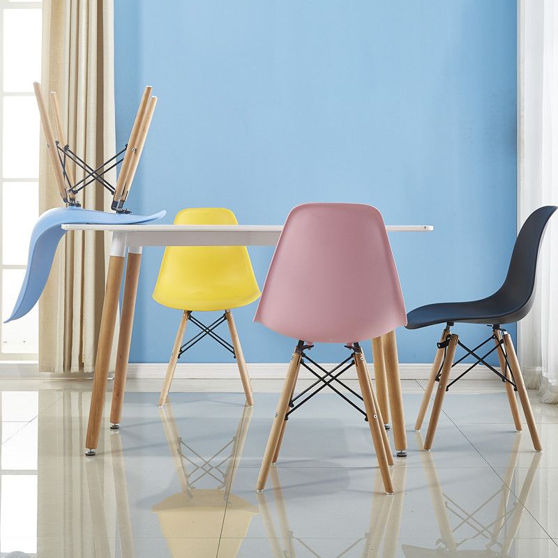 Armless Dining Chairs Eames Side Dining Chairs with Wood Legs (Set of 4) Clearhalo ' kitchen&dining_furn' 'Dining Chairs' 'Dining Tables & Seating' 'dining_chair' 'Furniture' 'furniture_dining_chair' 'Kitchen & Dining Furniture' 'kitchen' 1200x1200_095bafed-d4e7-49cf-bd61-3279ad9ca227