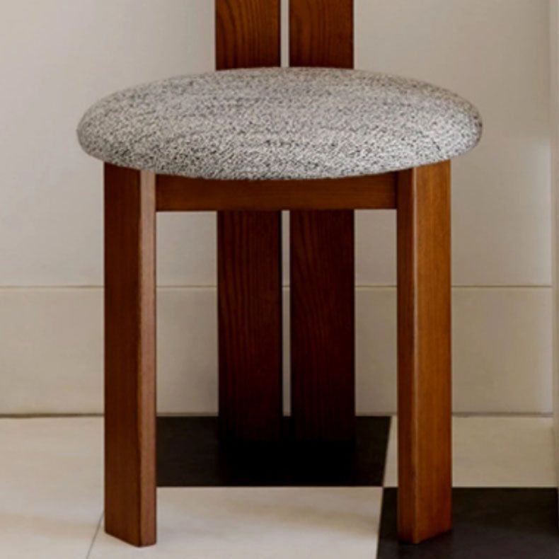 Vaste houten frame zijstoel Slat achterzijde stoel met linnen bekleed