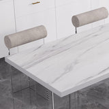 Moderne rechthoekige eettafel met stenen blad en acrylpoten voor de woonkamer