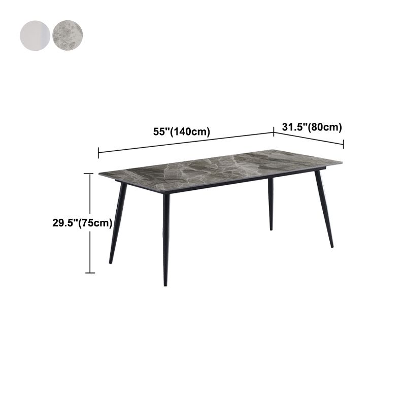 Metal Industrial Rectangle Dining Table Sintered Stone Top Indoor Table with Black Legs Clearhalo 'Dining Tables & Seating' 'Dining Tables' 'dining_table' 'furn' 'furn_dining_table' 'Furniture' 'furniture_dining_table' 'Kitchen & Dining Furniture' 'kitchen' 'kitchen_dining_table' 1200x1200_095f7464-bc7f-47d8-a1e6-a70e00a9cb5d