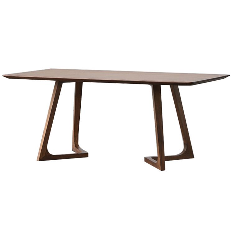 Modern Solid Wood Dining Room Collection Double Pedestal Dining Table in Walnut Clearhalo 'Dining Tables & Seating' 'Dining Tables' 'dining_table' 'furn' 'furn_dining_table' 'Furniture' 'Kitchen & Dining Furniture' 1200x1200_0961c658-c8ad-4c2b-ae33-8dc1d440b7ca
