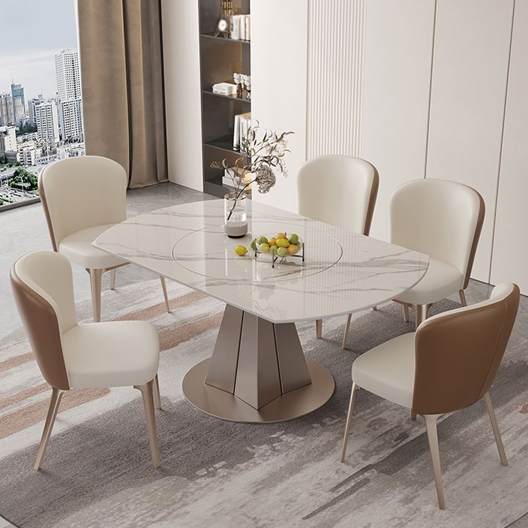 Nordic 1/4/5/6/7/9 Pieces Dining Set Stone Round Table and Leather Chairs Dinette Set Clearhalo 'Dining Room Sets' 'Dining Tables & Seating' 'dining_room_set' 'furn' 'furn_dining_room_set' 'Furniture' 'furniture_dining_room_set' 'Kitchen & Dining Furniture' 'kitchen&dining_furn' 'kitchen' 1200x1200_0962b85f-9d05-499a-87ba-cbc68949361c