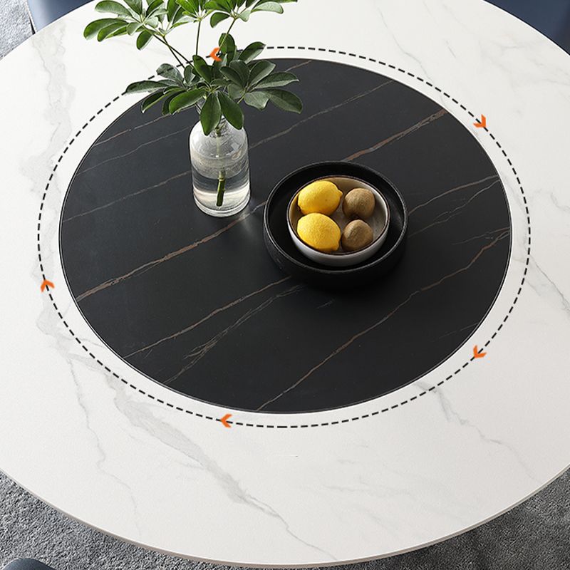 Modern Round Pub Table Stone Top Black Base Pedestal Casual Dining Table Clearhalo 'Dining Tables & Seating' 'Dining Tables' 'dining_table' 'furn' 'furn_dining_table' 'Furniture' 'Kitchen & Dining Furniture' 1200x1200_0962d1dd-c911-429e-8344-bf45c4aff3f6