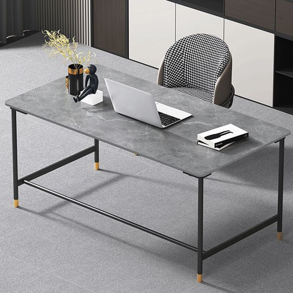Industrial Rectangular Writing Desk H-Shape Office Desk Dark Taupe Clearhalo 'furn' 'furn_office_desk' 'Furniture' 'Office Desks' 'Office Furniture' 'office_desk' 1200x1200_0962d736-5bc9-426c-83f9-202b42f891ed