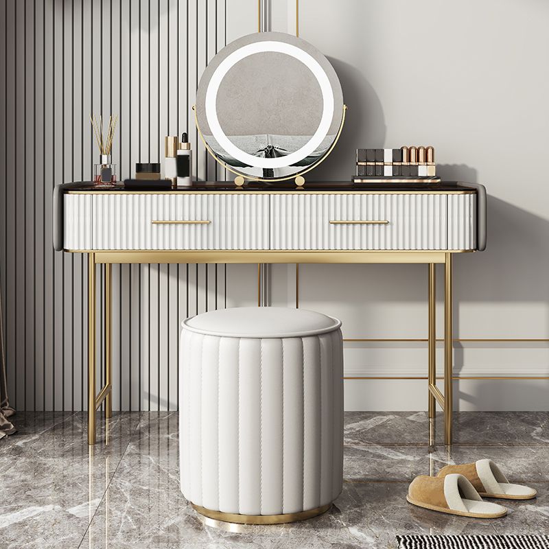 Glam Glass Top ijdelheid make -uptafel ontlasting ingesteld met opbergladen