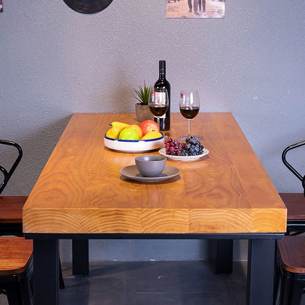 Industrial Rectangle Shape Dinette Set Solid Wood Top Dining Table Furniture for Dining Room Clearhalo 'Dining Room Sets' 'Dining Tables & Seating' 'dining_room_set' 'furn' 'furn_dining_room_set' 'Furniture' 'furniture_dining_room_set' 'Kitchen & Dining Furniture' 'kitchen&dining_furn' 'kitchen' 1200x1200_09655a19-4714-44de-bf7f-c54dcd2aa7a7