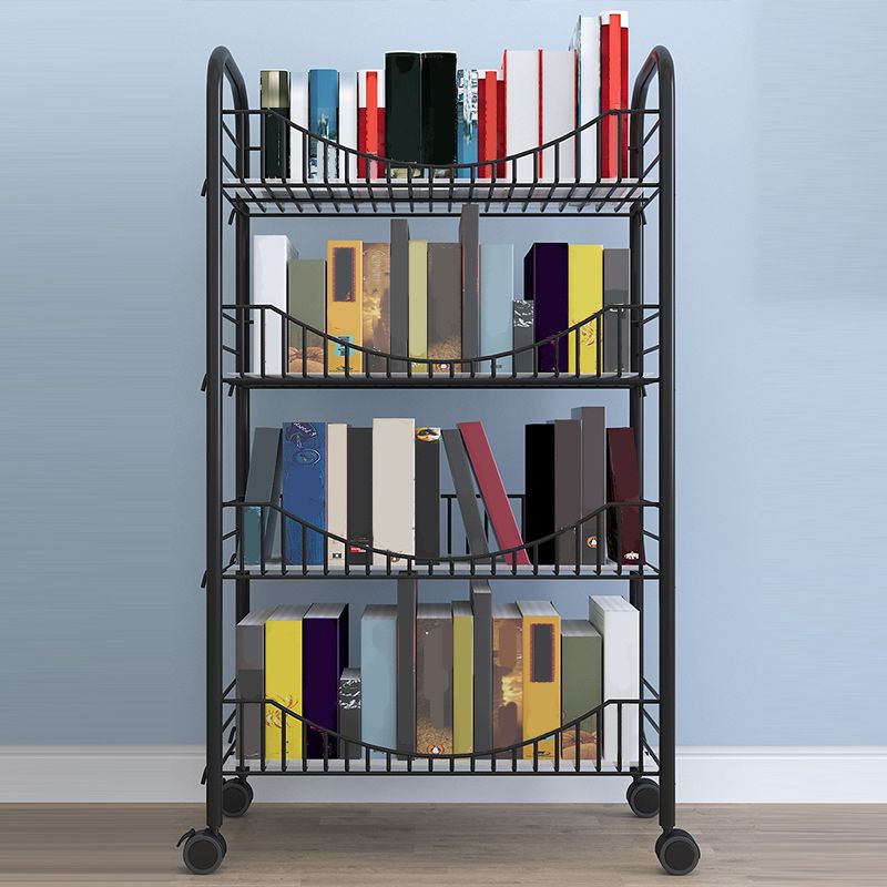 Industrial Metal Geometric Bookcase Open Back Bookcase with Wheels Clearhalo 'Bookcases' 'furn' 'furn_bookcases' 'Furniture' 'Office Furniture' 1200x1200_0966349e-3e94-4827-9788-619255640b85