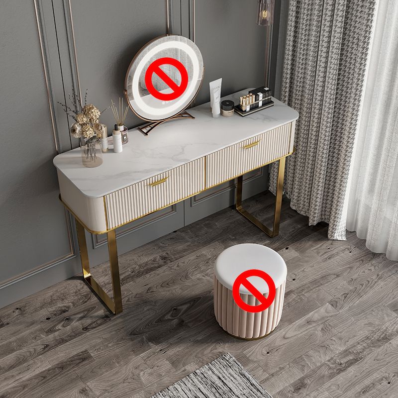 Beige Make-up Vanity Metal Dressing Table Stool Set with Drawers Clearhalo 'Bedroom Furniture' 'furn' 'furn_makeup_vanities' 'Furniture' 'Makeup Vanities' 'makeup_vanities' 1200x1200_09682b54-b98c-4514-8502-188fb8c43985