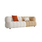 Sewn Pillow Back Standard Sofa Tuxedo Arm Seating in White and Khaki