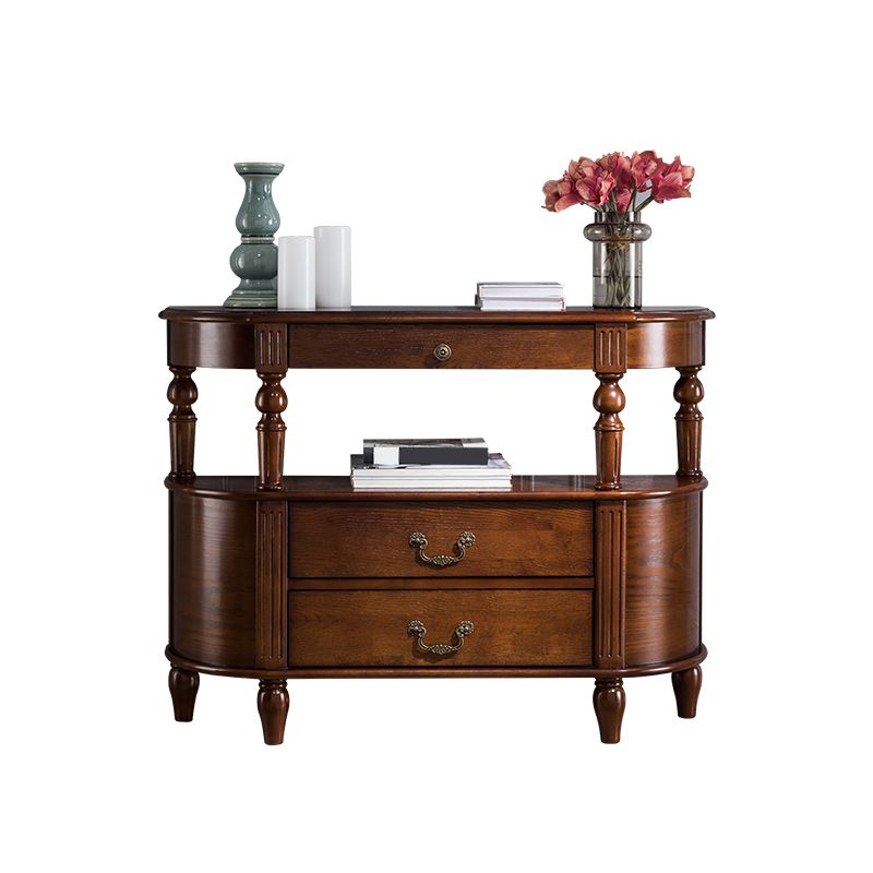 Half Moon Shape Contemporary Console Table Brown/Grey Console Sofa Table