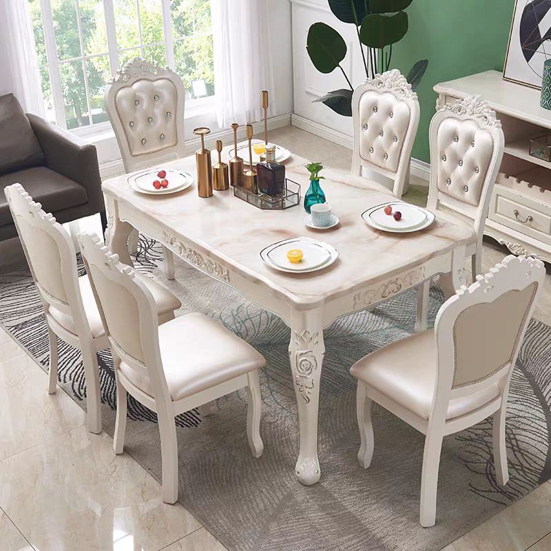 Victorian Dinning Room Set Marble Rectangle 4 Legs Base Dining Room Table Set Clearhalo 'Dining Room Sets' 'Dining Tables & Seating' 'dining_room_set' 'Furniture' 'furniture_dining_room_set' 'Kitchen & Dining Furniture' 'kitchen&dining_furn' 'kitchen' 1200x1200_096b8872-6a97-4509-85fe-f4d177414c0d