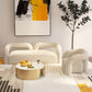 Modern White Tuxedo Arm Sofa Wool Statement Sofa for Living Room