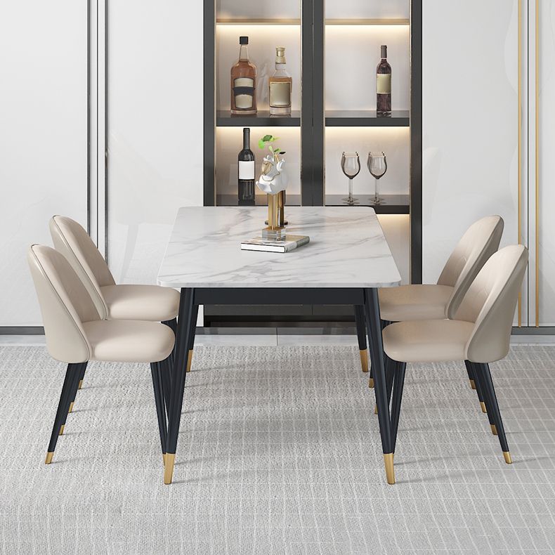 Modern Indoor 1/4/5/7 Pieces Dining Set Rectangle Stone Top Legs Dinette Set Clearhalo 'Dining Room Sets' 'Dining Tables & Seating' 'dining_room_set' 'furn' 'furn_dining_room_set' 'Furniture' 'Kitchen & Dining Furniture' 1200x1200_096e8719-d963-49ff-b299-bafffe5cb930