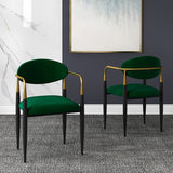 現代的なオープンバックダイニングアームチェアメタルフレーム布張り椅子