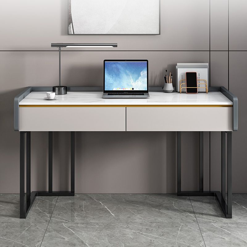 Contemporary Stone Writing Desk Bedroom Office Desk with 2 Drawers Clearhalo 'furn' 'furn_office_desk' 'Furniture' 'Office Desks' 'Office Furniture' 'office_desk' 1200x1200_097451bb-70ef-4731-bdcc-b73bd79b3ee7