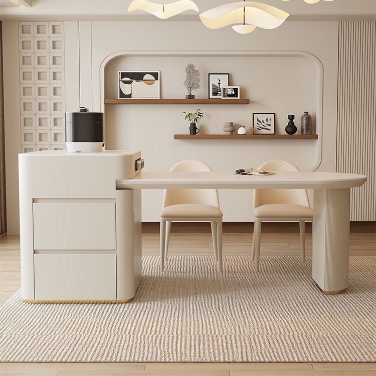Modern Free Form Dining Table Stone Top Dinette Table with Storage Clearhalo 'Dining Tables & Seating' 'Dining Tables' 'dining_table' 'furn' 'furn_dining_table' 'Furniture' 'Kitchen & Dining Furniture' 1200x1200_0974bf4f-7e88-44d3-b83b-169b99a7e33c