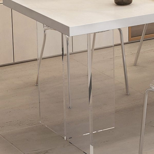 Acrylic Base Double Pedestal Table Modern Rectangle Dinner Table Kitchen Home Clearhalo 'Dining Tables & Seating' 'Dining Tables' 'dining_table' 'furn' 'furn_dining_table' 'Furniture' 'furniture_dining_table' 'Kitchen & Dining Furniture' 1200x1200_0977593b-c150-40a1-bfb3-f6c7bb5a8abc