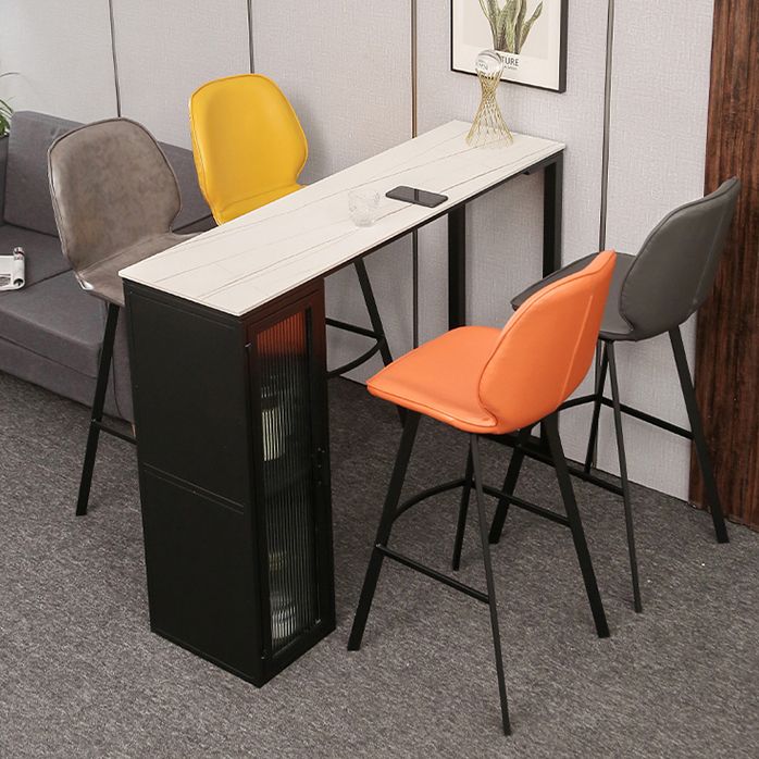 Marble Patio Bar Table with Rectangle Table Top Double Pedestal Table - 41.3" H Clearhalo 'Bar Furniture' 'Bar Tables' 'bar_tables' 'furn' 'furn_bar_tables' 'Furniture' 'furniture_bar_tables' 'Kitchen & Dining Furniture' 1200x1200_09777c31-3d21-4de1-88ce-2e1845f7557b