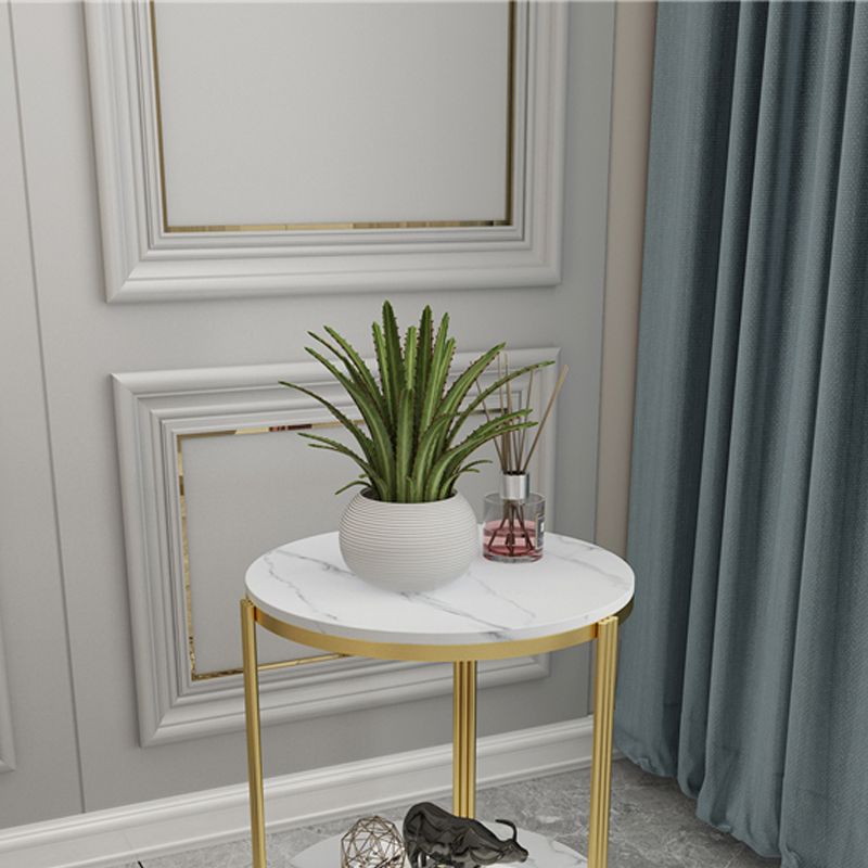 21.65 "スレートラウンドサイドエンドテーブル鉄3脚サイドテーブル付き棚