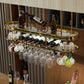 Glam Hanging Wine Rack Metal Wine Bottle & Glass Rack for Bar
