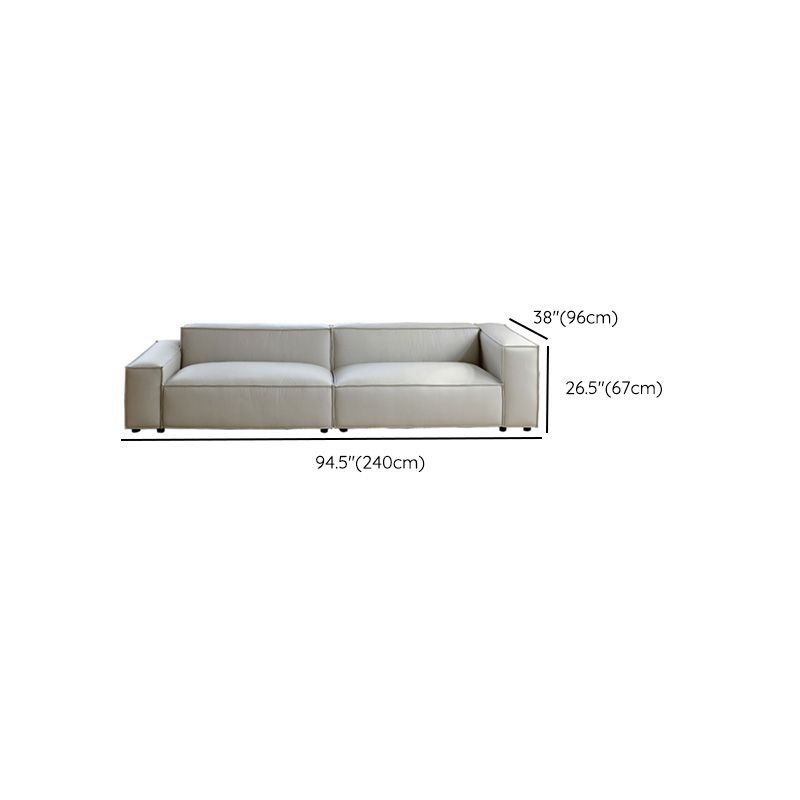 37" Wide Contemporary Sofa Leather Square Arm Standard Seating