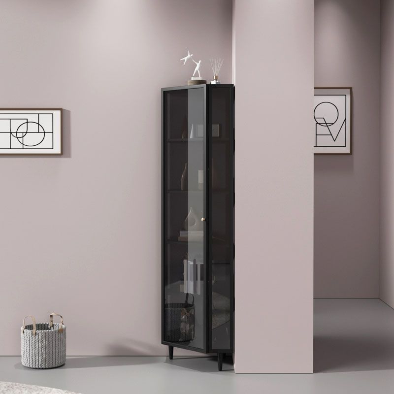 Contemporary Curio Cabinet Metal Storage Cabinet for Dining Room