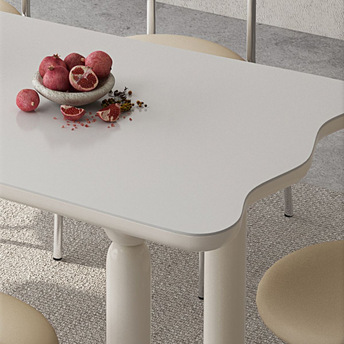 White Rectangle Dining Table Stone and Solid Wood Dining Table with 4 Legs Clearhalo 'Dining Tables & Seating' 'Dining Tables' 'dining_table' 'furn' 'furn_dining_table' 'Furniture' 'Kitchen & Dining Furniture' 1200x1200_097efaf4-a795-482e-9c6c-c0677c54d825