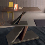 Rectangular Shaped Office Conference Table 1 Leg Writing Desk in Brown