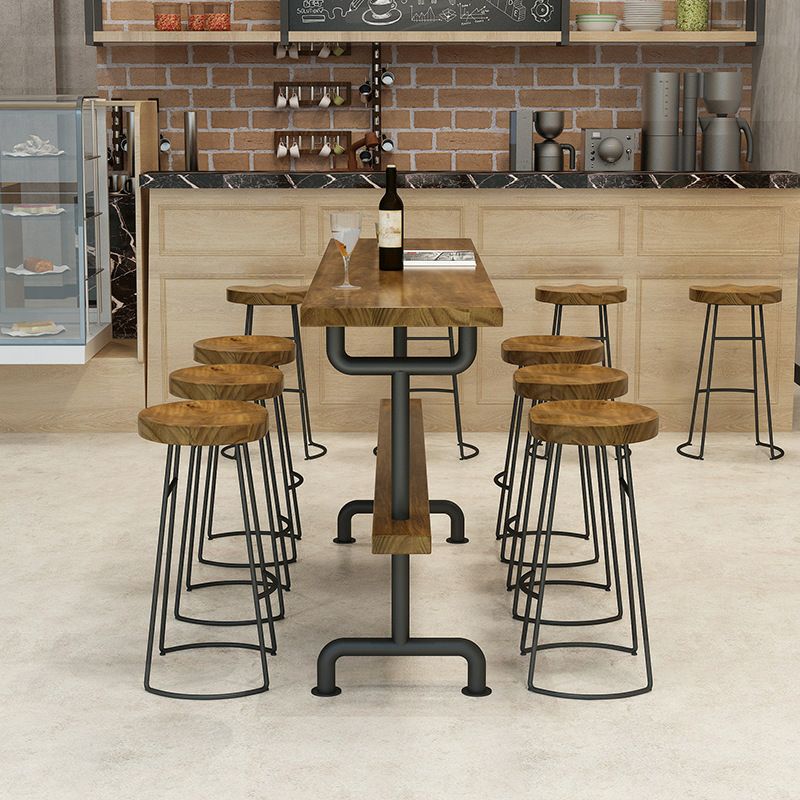 Tavolo da pranzo a bar in legno tradizionale tavolo da bar di lusso con base di cavalletto in nero