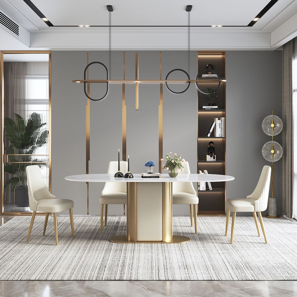 Glam Faux Leather Dining Armless Chair Metal Dining Room Chair for Home Use Clearhalo ' kitchen&dining_furn' 'Dining Chairs' 'Dining Tables & Seating' 'dining_chair' 'furn' 'furn_dining_chair' 'Furniture' 'furniture_dining_chair' 'Kitchen & Dining Furniture' 'kitchen' 1200x1200_0981c1d0-b5db-4180-b2d5-0e2484a64159