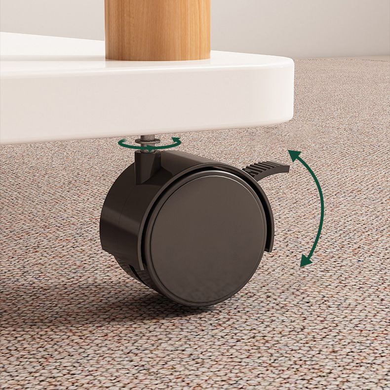 Skandinavisches Holz 4 -Bein Beistelltisch natürlicher/weißer Endtisch mit Rollen