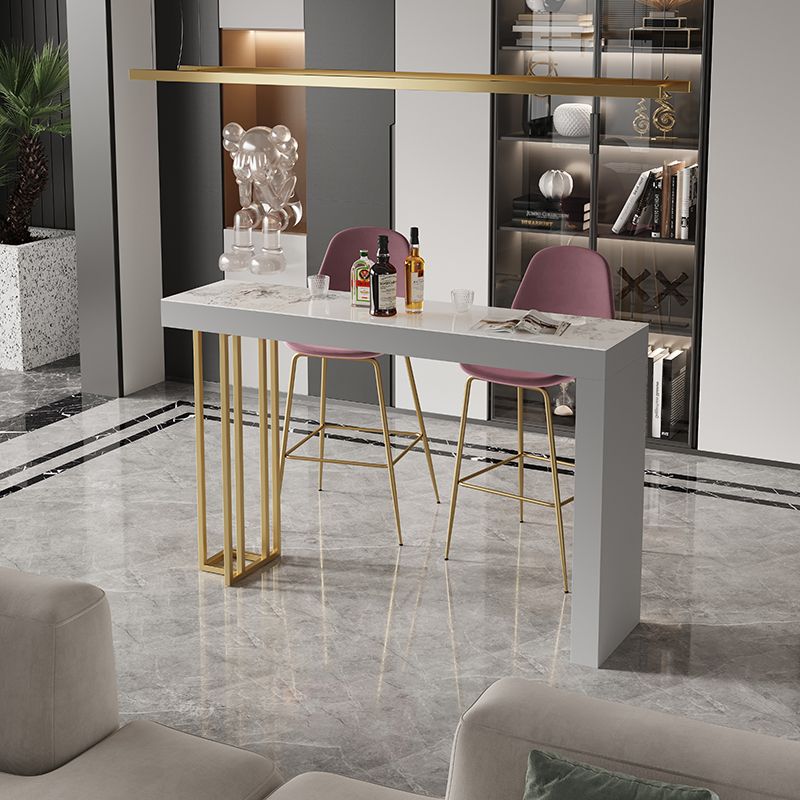Glam Style Bar Table Rectangle Stone Bar Dining Table for Living Room Clearhalo 'Bar Furniture' 'Bar Tables' 'bar_tables' 'furn' 'furn_bar_tables' 'Furniture' 'Kitchen & Dining Furniture' 1200x1200_098246f0-a260-4529-b36c-2a92c8202ff0