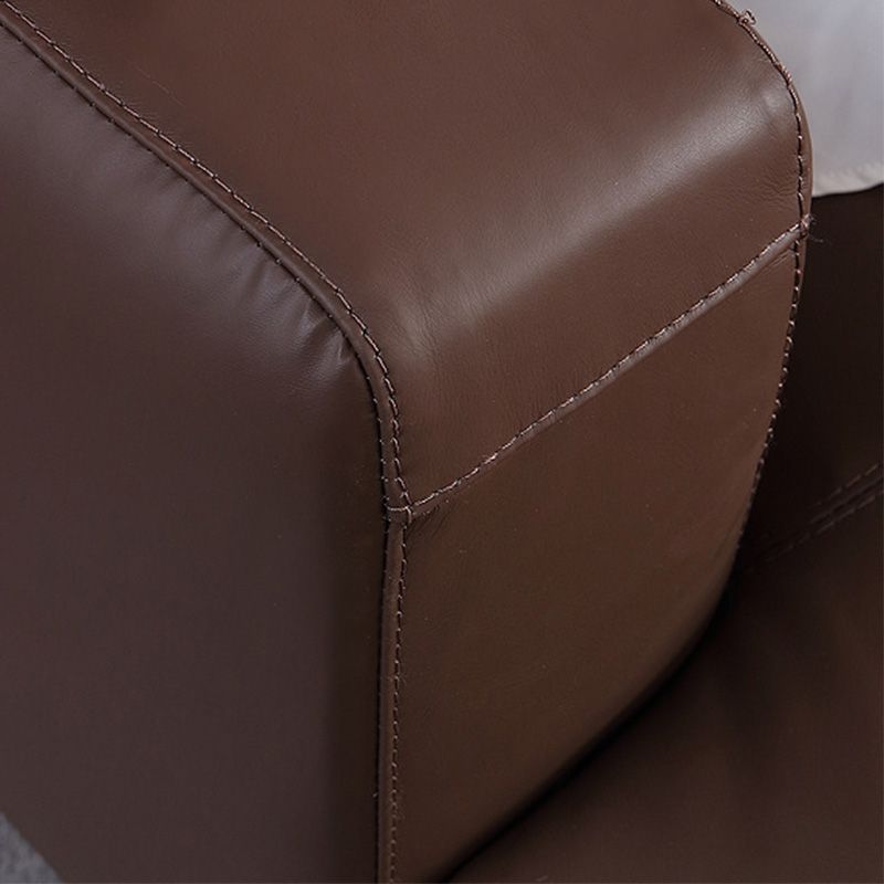 Square Arm Sofa and Chaise Genuine Leather Dark Brown Sectional for Living Room Clearhalo 'Furniture' 'kitchen' 'kitchen_sectionals' 'Living Room Furniture' 'Sectionals' 1200x1200_0983c7ad-27f8-41a1-bcc0-6f6292b8adb0